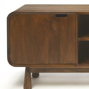 Homeroots 50" Brown Solid Wood Enclosed And Open Storage Tv Stand  Solid Wood 389231