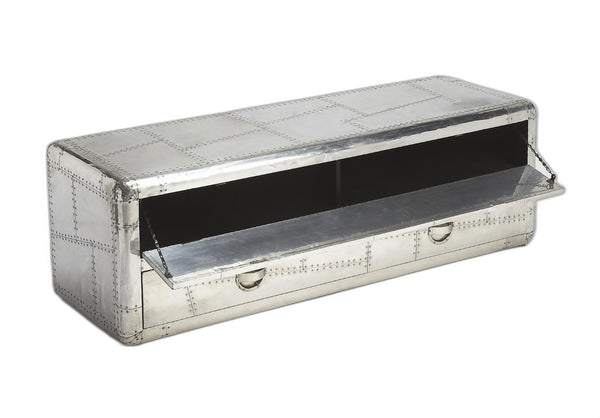 HomeRoots 59" Silver Solid Wood Media Cabinet – Stylish Storage & Versatile TV Stand for Any Room Decor 389233