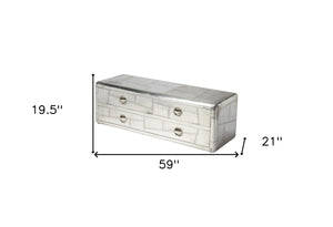 HomeRoots 59" Silver Solid Wood Media Cabinet – Stylish Storage & Versatile TV Stand for Any Room Decor 389233