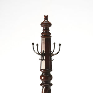 Homeroots 69" Brown Cherry Free Standing Four Hook Coat Rack  Wood 389236