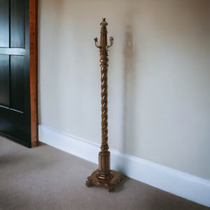 Homeroots 69" Brown Cherry Free Standing Four Hook Coat Rack  Wood 389236