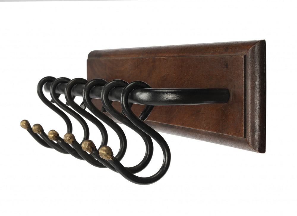 Homeroots Glendo Iron & Wood Wall Rack  Iron 389239