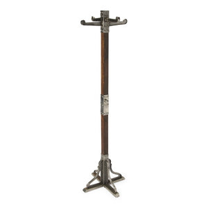 HomeRoots Industrial Vintage Coat Rack - Handcrafted Mango Wood & Iron, 4 Hooks, Rustic Entryway Storage Solution 389240