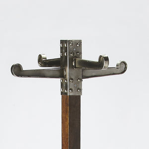 HomeRoots Industrial Vintage Coat Rack - Handcrafted Mango Wood & Iron, 4 Hooks, Rustic Entryway Storage Solution 389240
