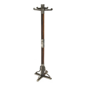 HomeRoots Industrial Vintage Coat Rack - Handcrafted Mango Wood & Iron, 4 Hooks, Rustic Entryway Storage Solution 389240