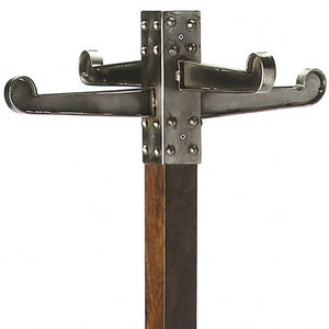 HomeRoots Industrial Vintage Coat Rack - Handcrafted Mango Wood & Iron, 4 Hooks, Rustic Entryway Storage Solution 389240