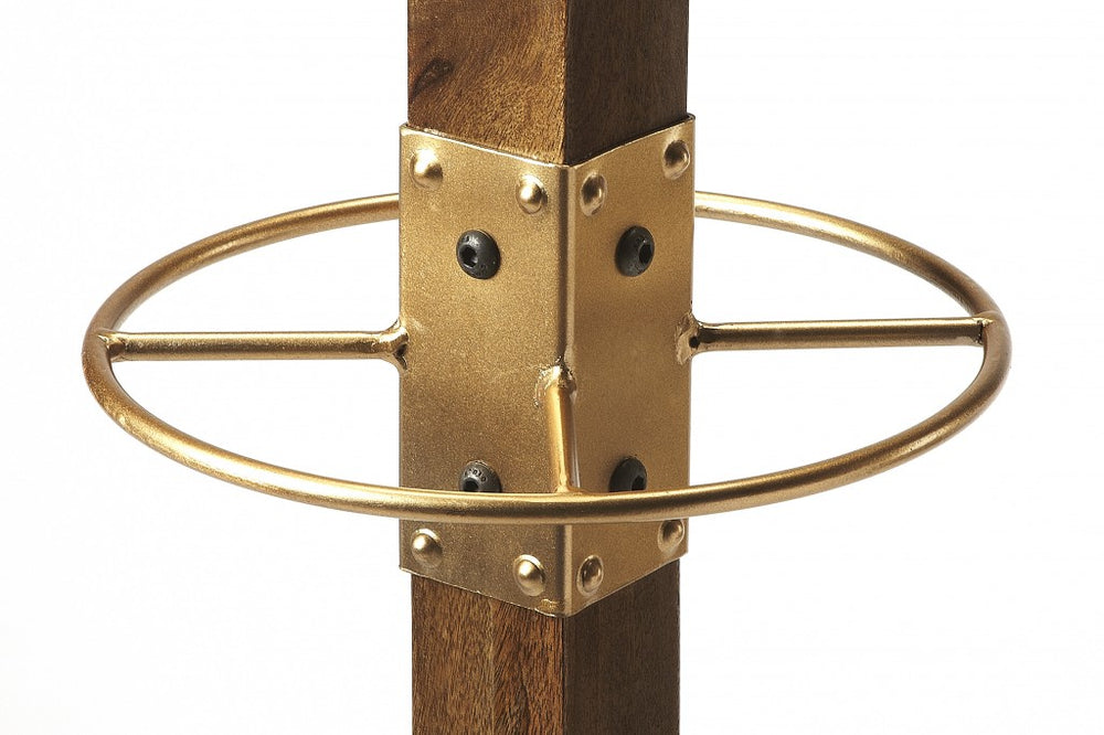 Homeroots Logan Square Wood & Antique Gold Coat Rack Tree  Iron 389250