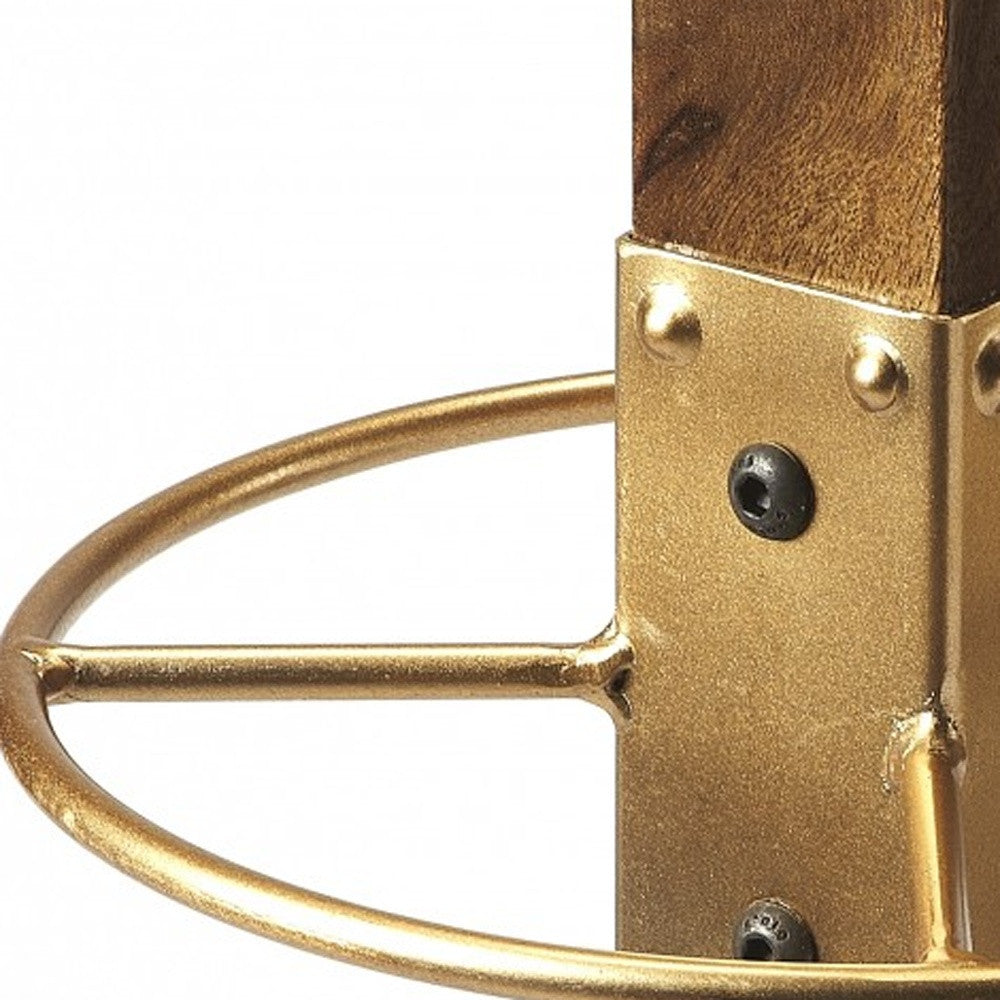 Homeroots Logan Square Wood & Antique Gold Coat Rack Tree  Iron 389250