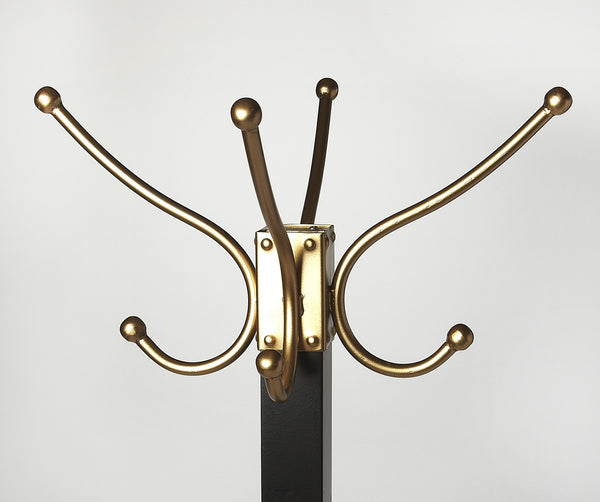 Homeroots Logan Square Black & Gold Coat Rack Tree  Iron 389251
