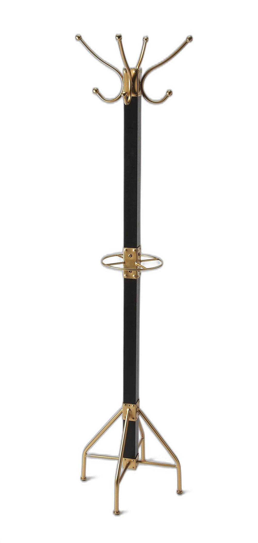 Homeroots Logan Square Black & Gold Coat Rack Tree  Iron 389251