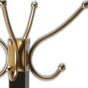 Homeroots Logan Square Black & Gold Coat Rack Tree  Iron 389251