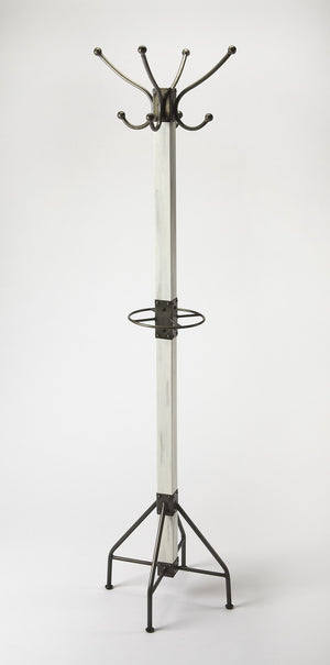 Homeroots Logan Square White Wood Coat Rack Tree  Iron 389252