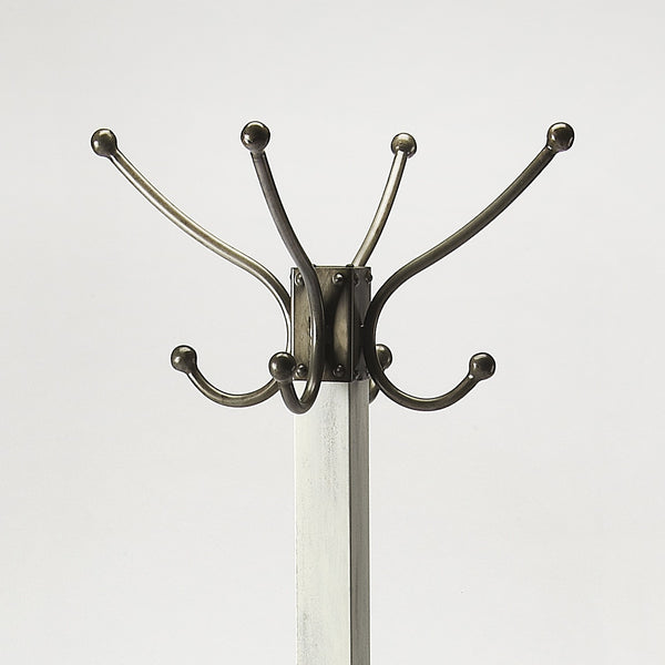 Homeroots Logan Square White Wood Coat Rack Tree  Iron 389252