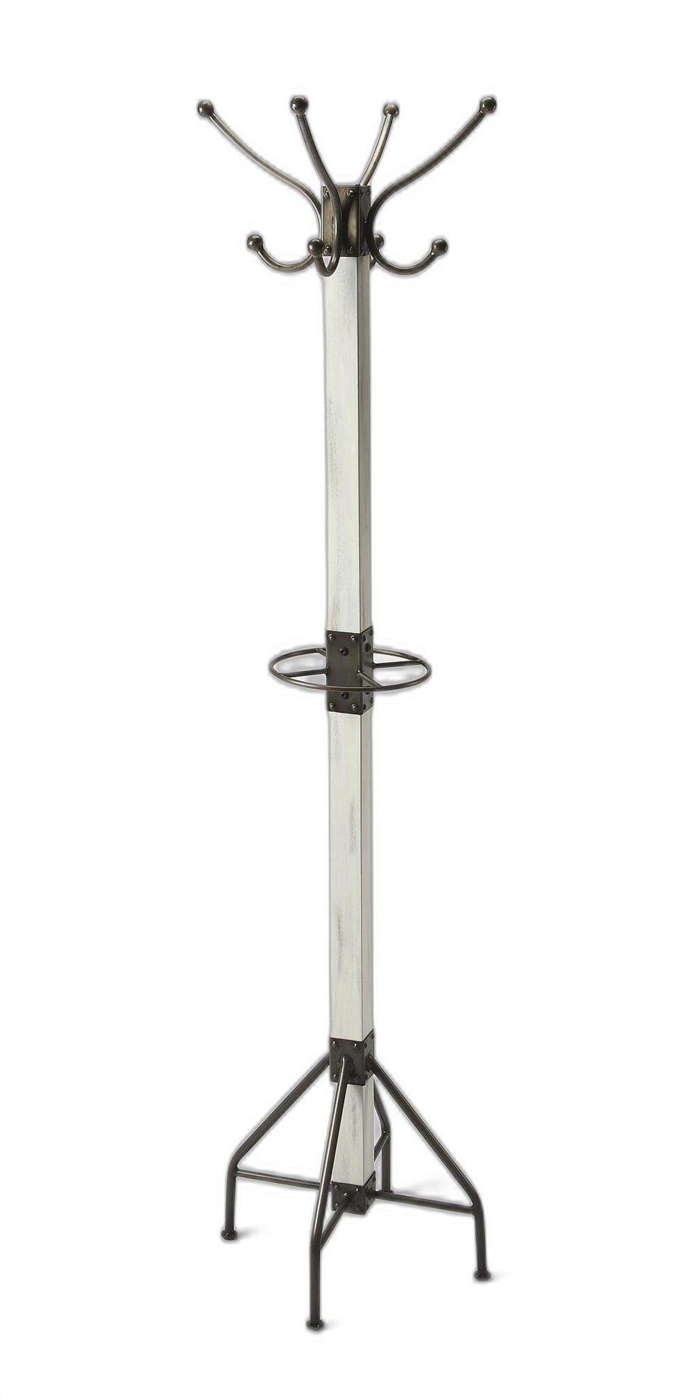 Homeroots Logan Square White Wood Coat Rack Tree  Iron 389252