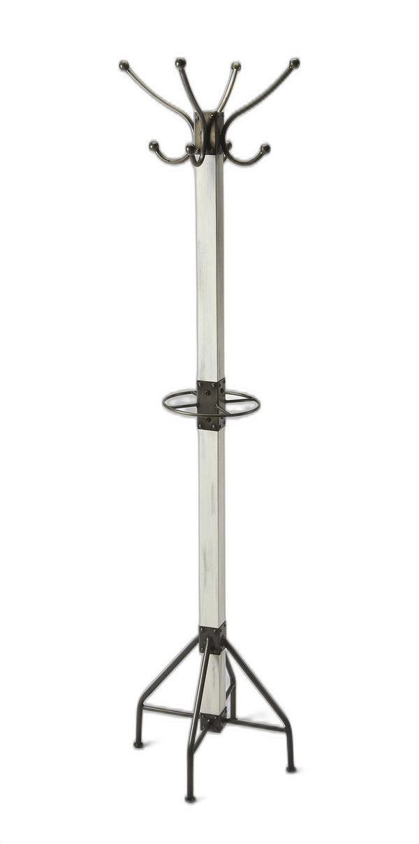 Homeroots Logan Square White Wood Coat Rack Tree  Iron 389252