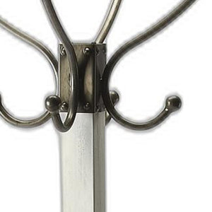Homeroots Logan Square White Wood Coat Rack Tree  Iron 389252