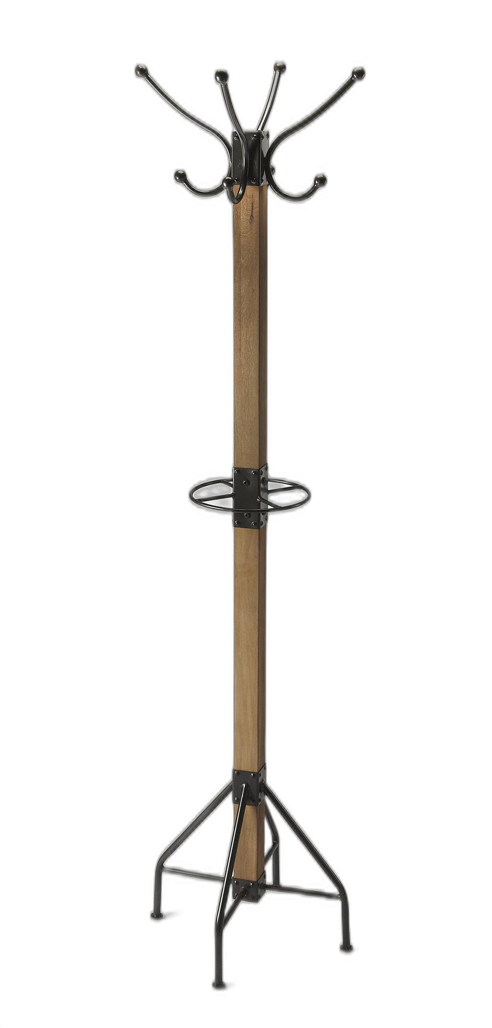 Homeroots Logan Square Rustic Brown Coat Rack Tree  Iron 389253