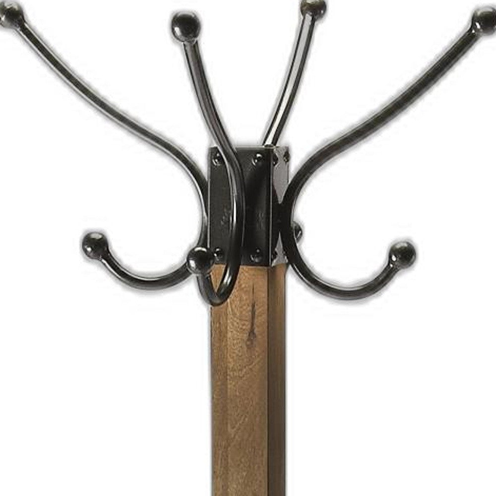 Homeroots Logan Square Rustic Brown Coat Rack Tree  Iron 389253