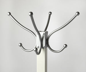 Homeroots Logan Square White & Silver Coat Rack Tree  Iron 389254