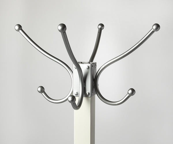Homeroots Logan Square White & Silver Coat Rack Tree  Iron 389254