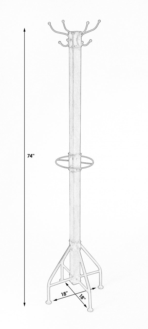 Homeroots Logan Square White & Silver Coat Rack Tree  Iron 389254