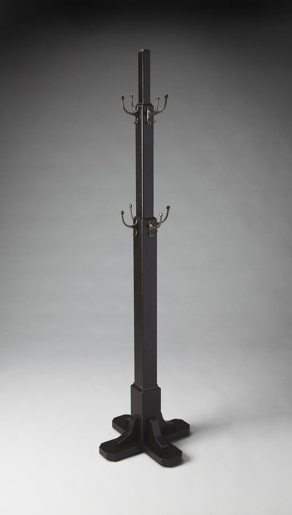 Homeroots Black Solid Hardwood Coat Tree Rack  Wood 389255