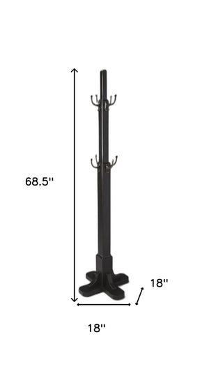 Homeroots Black Solid Hardwood Coat Tree Rack  Wood 389255
