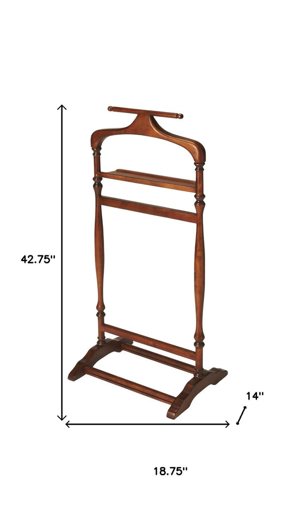 HomeRoots Judson Elegant Olive Ash Burl Valet Stand – Organized Garment Storage for Timeless Bedroom Décor 389258