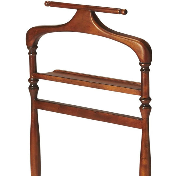 HomeRoots Judson Elegant Olive Ash Burl Valet Stand – Organized Garment Storage for Timeless Bedroom Décor 389258