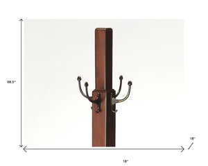 Homeroots Webster Antique Cherry Coat Rack Tree  Wood 389260