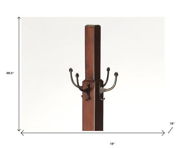 Homeroots Webster Antique Cherry Coat Rack Tree  Wood 389260