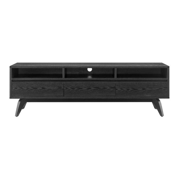 EuroStyle Lawrence Ash Veneer Media Stand with Soft Close Drawers and Cable Management 38930-BLK