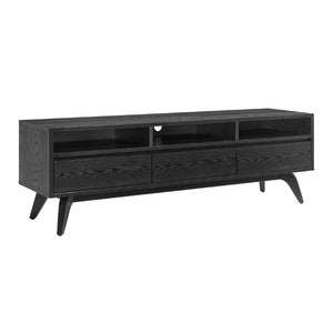 EuroStyle Lawrence Ash Veneer Media Stand with Soft Close Drawers and Cable Management 38930-BLK
