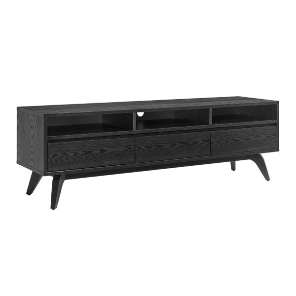 EuroStyle Lawrence Ash Veneer Media Stand with Soft Close Drawers and Cable Management 38930-BLK