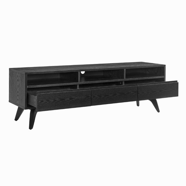 EuroStyle Lawrence Ash Veneer Media Stand with Soft Close Drawers and Cable Management 38930-BLK