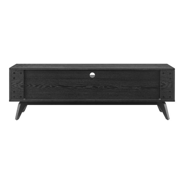 EuroStyle Lawrence Ash Veneer Media Stand with Soft Close Drawers and Cable Management 38930-BLK