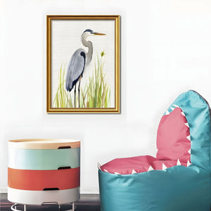 English Elm Set Of 2 Heron Bird Framed Wall Art - Elegant Nature Prints In Refillable Wood Frames For Home Decor T3976P383169-GIGA