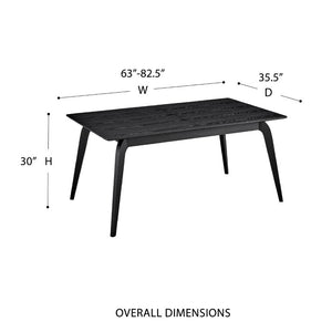 EuroStyle Lawrence Extendable Dining Table Solid Wood Butterfly Leaf Seats 8 FSC Certified Matte Black 38934-BLK