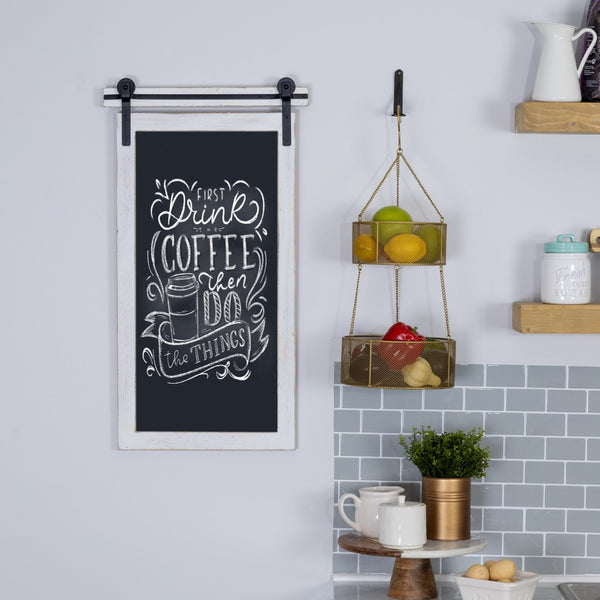 Homeroots Modern Farmhouse White Frame Chalkboard Wall Decor  Mdf 389351