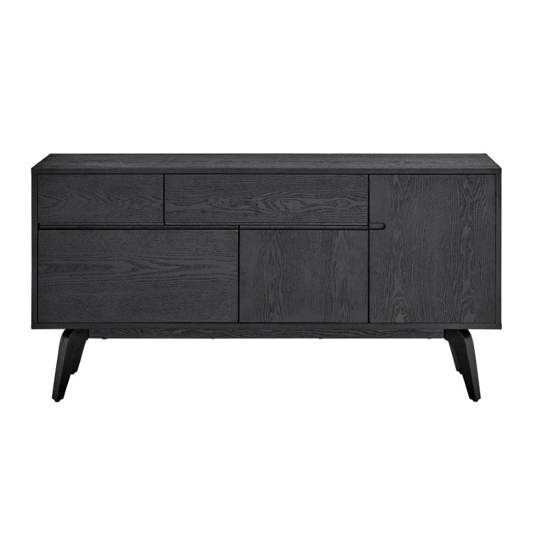 EuroStyle Lawrence Sideboard Solid Wood Legs Soft Close Drawers FSC Certified Dining Storage Matte Black 38936-BLK