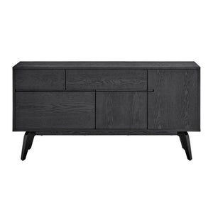 EuroStyle Lawrence Sideboard Solid Wood Legs Soft Close Drawers FSC Certified Dining Storage Matte Black 38936-BLK