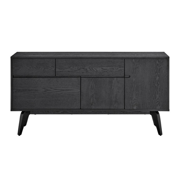 EuroStyle Lawrence Sideboard Solid Wood Legs Soft Close Drawers FSC Certified Dining Storage Matte Black 38936-BLK
