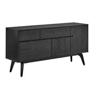 EuroStyle Lawrence Sideboard Solid Wood Legs Soft Close Drawers FSC Certified Dining Storage Matte Black 38936-BLK