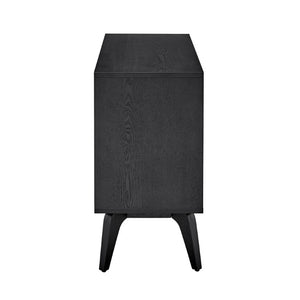 EuroStyle Lawrence Sideboard Solid Wood Legs Soft Close Drawers FSC Certified Dining Storage Matte Black 38936-BLK