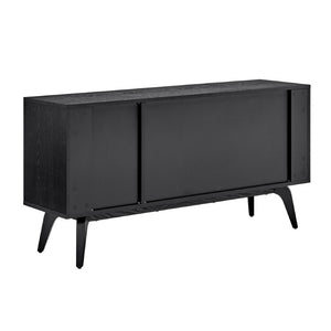 EuroStyle Lawrence Sideboard Solid Wood Legs Soft Close Drawers FSC Certified Dining Storage Matte Black 38936-BLK