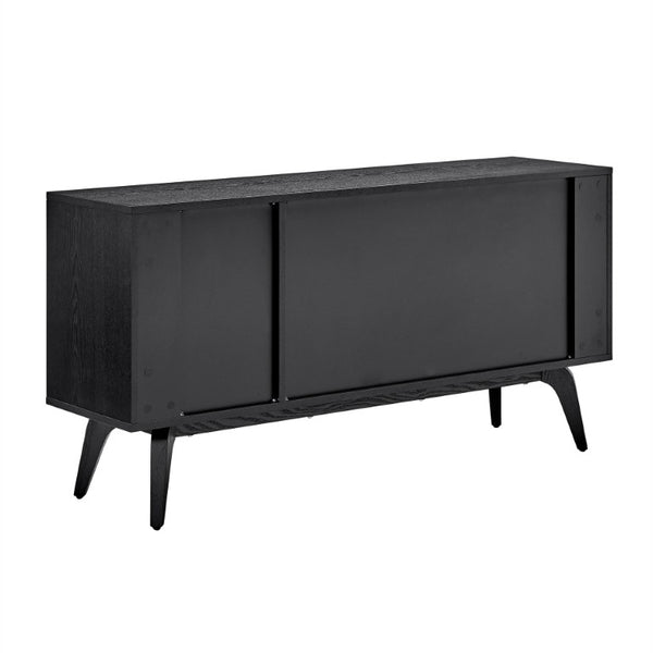EuroStyle Lawrence Sideboard Solid Wood Legs Soft Close Drawers FSC Certified Dining Storage Matte Black 38936-BLK