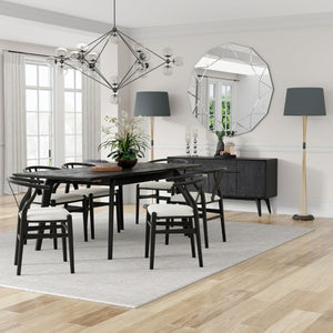 EuroStyle Lawrence Sideboard Solid Wood Legs Soft Close Drawers FSC Certified Dining Storage Matte Black 38936-BLK