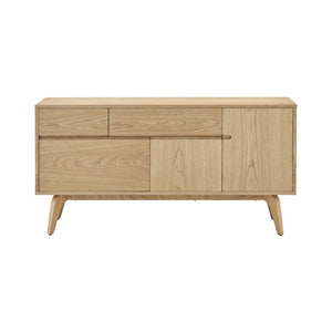 EuroStyle Lawrence Sideboard Solid Wood Legs Soft Close Drawers FSC Certified Dining Storage Oak 38936-OAK