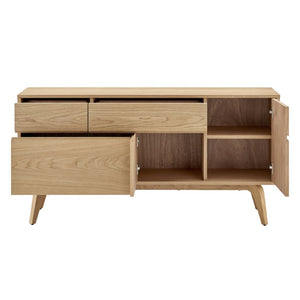 EuroStyle Lawrence Sideboard Solid Wood Legs Soft Close Drawers FSC Certified Dining Storage Oak 38936-OAK