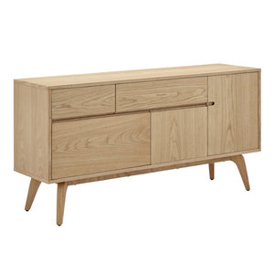EuroStyle Lawrence Sideboard Solid Wood Legs Soft Close Drawers FSC Certified Dining Storage Oak 38936-OAK
